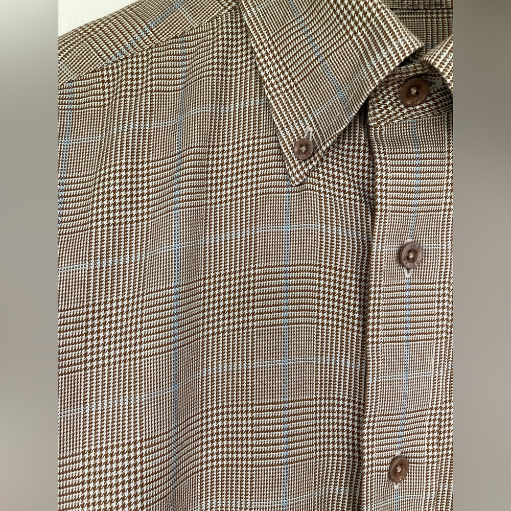 Ike Behar glen plaid dress shirt cotton vintage medium